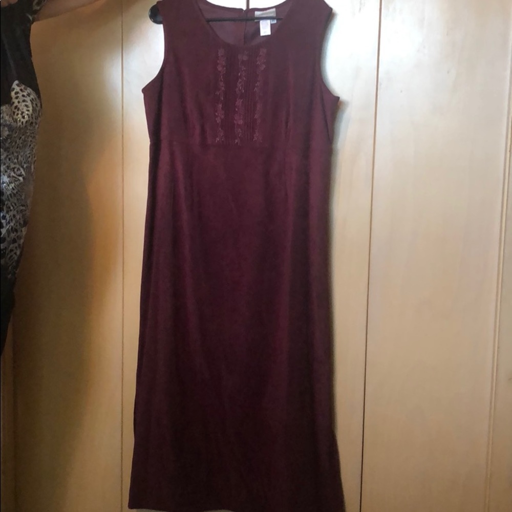 Cranberry dress with slits and jacket